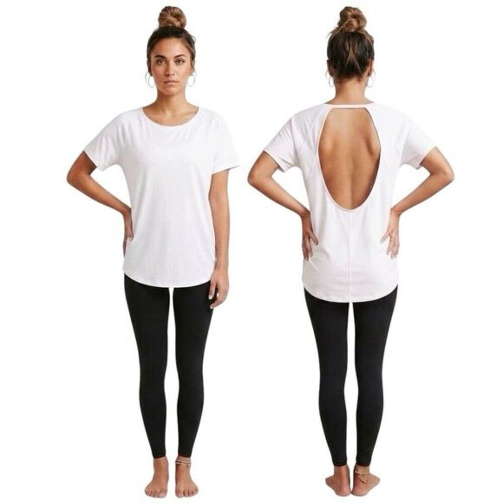 Under Armour Women's HeatGear Loose Fit Open-Back Yoga Tee Shirt Gym Sz Large
